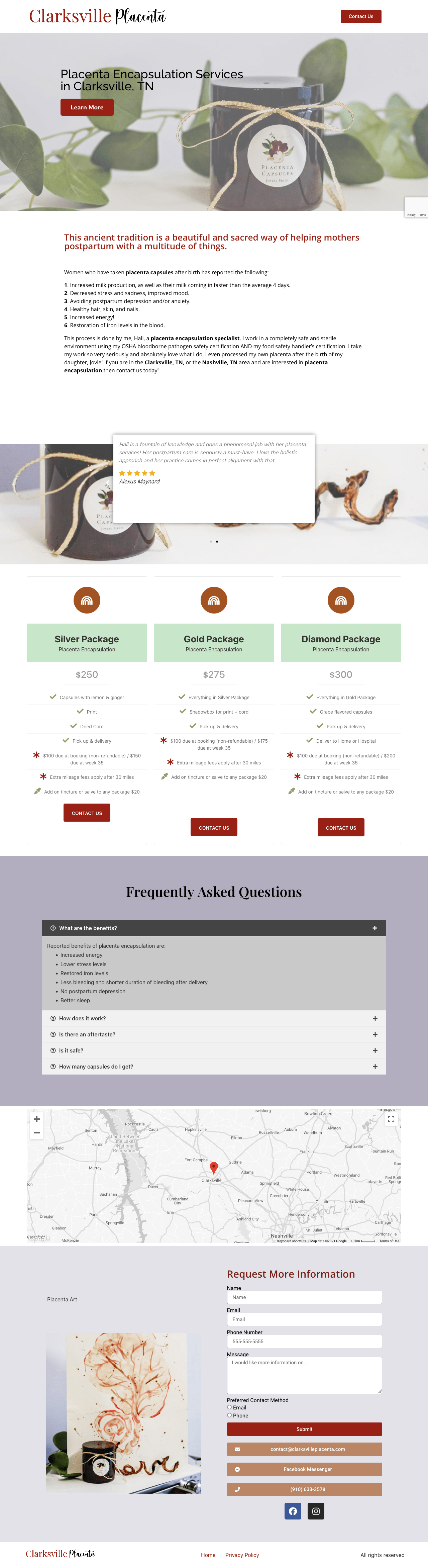 Clarksville Placenta website screenshot